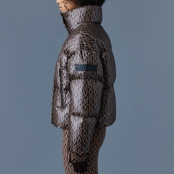 MACKAGE Down Monogram Mylah Puffer Jacket in Brown Size Large - Picture 4 of 14